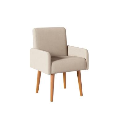 Imagem de Poltrona Rebeca Madeira Veludo Estofado Confortável Bege TB Ecommerce