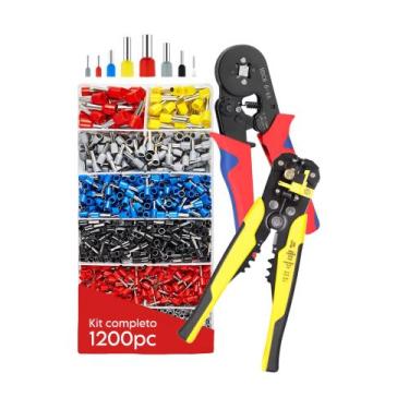 Imagem de Kit Alicate Crimpar Descascador 1200 Terminais Ilhos Tubular - Loading