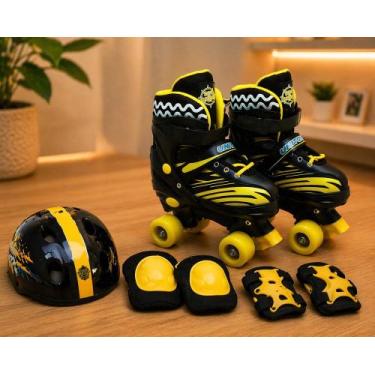 Imagem de Patins Infantil com Kit de Proteção tam 30-33- Preta e amarela - UNITO