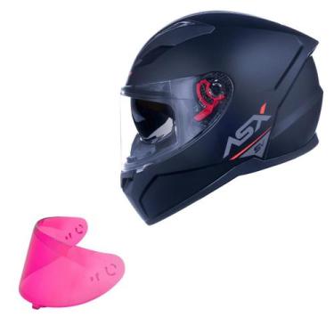 Imagem de Capacete Asx SV Preto Fosco Oculos + Viseira Rosa/Camaleão, Preto Fosc