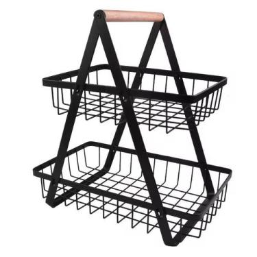 Imagem de Fruteira De Mesa Organizador De Frutas Cesto Metal Aramado Oásis OIH-4