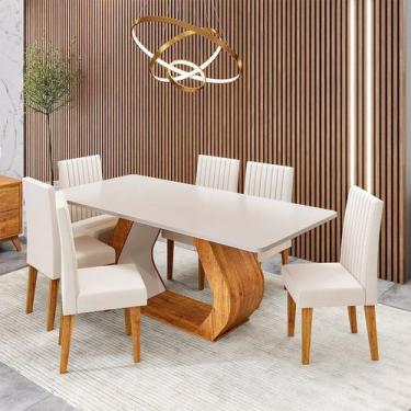 Imagem de Conjunto Sala de Jantar 6 Lugares Retangular Tampo em Mdf Mimos - Vier