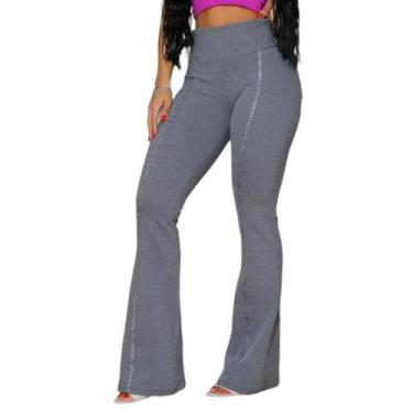 Imagem de Calça Social Flare Bailarina Com Bolso Cintura Alta - Nerimar, Cinza, 