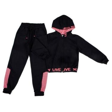 Imagem de Conjunto Moletom Infantil Feminino Zíper Have Fun 25147, Chumbo, Verde