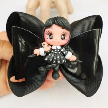 Imagem de Laço Vandinha - CleuzaArts, Preto