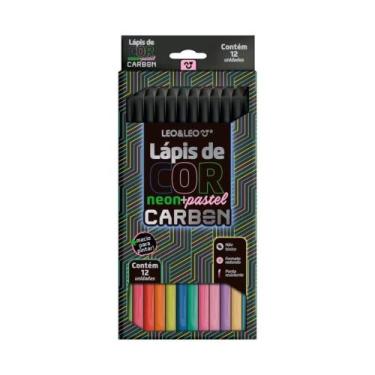 Imagem de Caixa de Lápis De Cor Carbon 12 Cores Neon + Pastel Redondo Leo&Leo Le