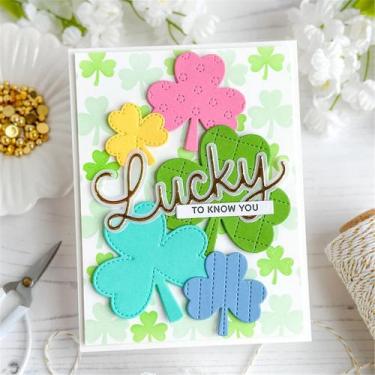 Imagem de Matrizes de Corte para Scrapbooking FAWENUCY Trevo da Sorte 14 x 11 cm