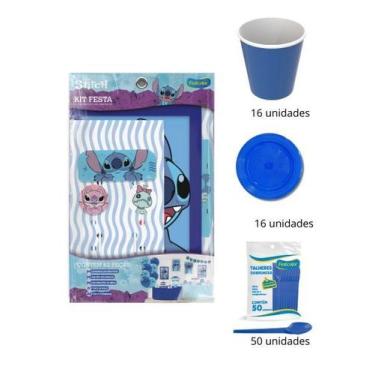 Imagem de Kit Festa Tema Stitch Completa Decoração, Copos, Pratos e Colheres - F
