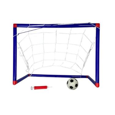 Imagem de Trave Futebol Gol Kit Mini Golzinho Infantil Brinquedo Bola Azul - DDG