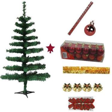 Imagem de Kit Árvore De Natal Verde 60cm 40 Galhos Decorada Com Enfeites 53 Iten