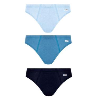 Imagem de Kit 3 Cuecas Slip Algodão Infantil Menino Lupo, M, Marinho