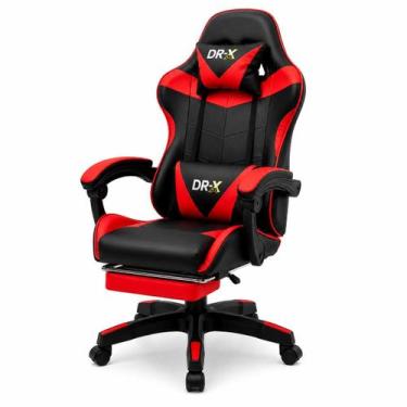 Imagem de Cadeira De Escritório Gamer Ergonômica DRX Preta E Vermelha Com Estofa