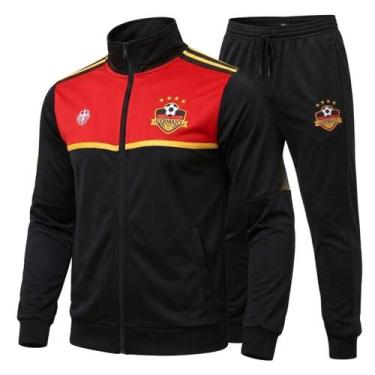 Imagem de Agasalho Conjunto Jaqueta Calça Seleção Alemanha Preto/Vermelho Copa -