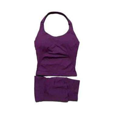 Imagem de Conjunto De Yoga Feminino Com Top Halter E Leggings Esportivas Sem Cos
