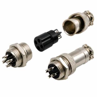 Imagem de Conector aviação modelo gx16-4 with cap 4 pinos - ENG Automação