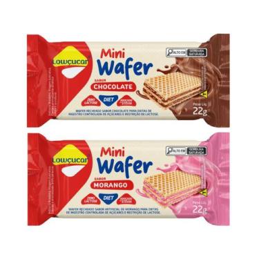 Imagem de Mix 2 Mini Wafer Lowçucar Chocolate E Morango Zero Açúcar 22g Crocante