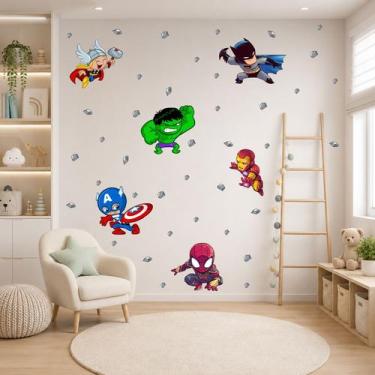 Imagem de Adesivo De Parede Heróis Vingadores Grandes Cute Baby Tam G Batman Tho