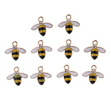 Imagem de dailymall 10 peças Enfeites Decorativos Botões de Abelha de Liga Esmaltada com Strass - Amarelo