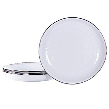 Imagem de Golden Rabbit Enamelware - Conjunto de pratos de massa de 10 a 25 cm (branco maciço)