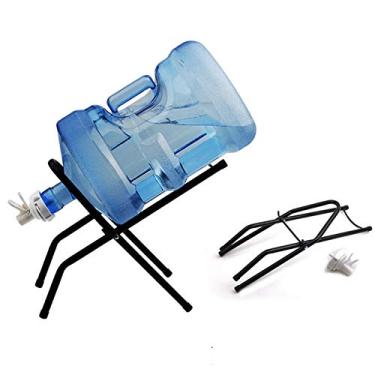 Imagem de YYUNANG Suporte para jarro de água de aço inoxidável de 2 a 5 galões e 1 válvula de dispensador de água, suporte de dispensador de água dobrável com tampa à prova de poeira para garrafa de bebida superior de 55 mm sem rosca (uma forma)