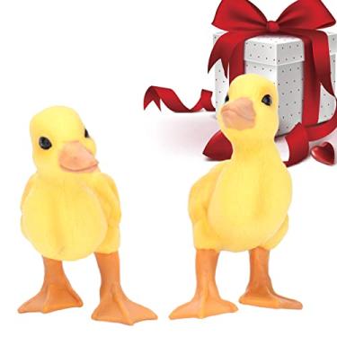Imagem de Estatueta de pato amarelo, simulação de mini pato amarelo compacto realista para aniversário para acessórios de fotos para coleções de modelos