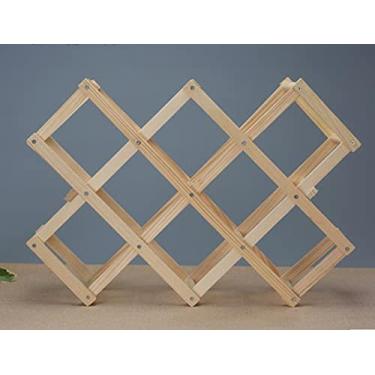 Imagem de Suporte de garrafa de vinho estilo europeu suporte de vinho dobrável de madeira maciça rack de madeira para armazenamento de vinho estante de exibição doméstico empilhável (cor: 5)
