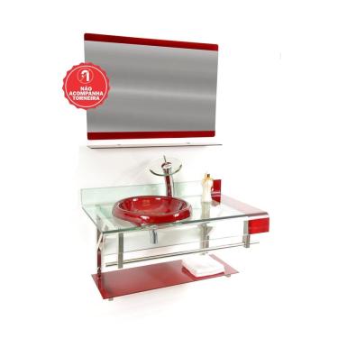Imagem de Gabinete de Vidro 90cm para Banheiro Inglaterra Vermelho Cereja