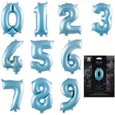 Imagem de BALÃO METALIZADO NÚMEROS - AZUL CLARO - 40 cm - 1 unidade