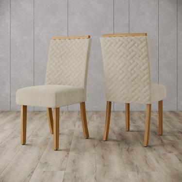 Imagem de Conjunto de 02 Cadeiras Estofadas Ester Henn - Nature com Linho