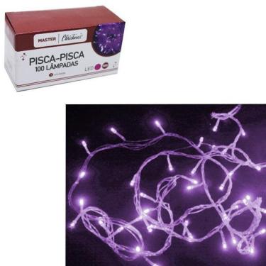 Imagem de Pisca Pisca Led Rosa Natal 8 Funções 100 Lâmpadas 110V