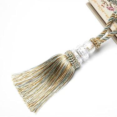 Imagem de 2 peças Gravata Cortina de Cristal Borla Frisado Corda Pendurada Gravata Decoração para Casa Cortinas Douradas Suporte de Cordão Fivela Atadura Acessórios de Quarto, Azul Mistura, 2 peças