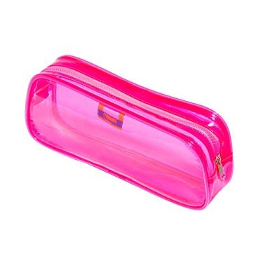 Imagem de Estojo PVC Transparente 1 Zíper Pink, BRW, Modelo: ET0202