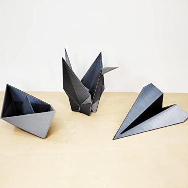 Imagem de Trio Origami P - Pássaro Tsuru, Avião E Barquinho/Decoração, Origami 3d - Toque 3D Cor:Cinza