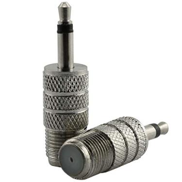 Imagem de RuiLing Pacote com 2 plugues macho de 3,5 mm (1/8") para conector fêmea tipo F conector conversor mono áudio coaxial adaptador