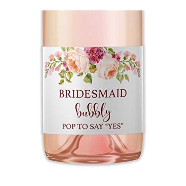 Imagem de Pedido de casamento de dama de honra ● Conjunto de 8 ● Mini etiquetas de champanhe de dama de honra, etiqueta de casamento, pedido de dama de honra, proposta de madrinha de honra, pedido de festa de casamento floral, impermeável, M900-ASK1-8