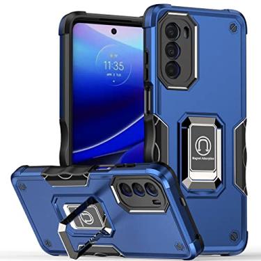 Imagem de Hee Hee Smile Capa de telefone com suporte de anel magnético 3 em 1 para Moto E7 Power 2021 resistente a choque capa traseira azul
