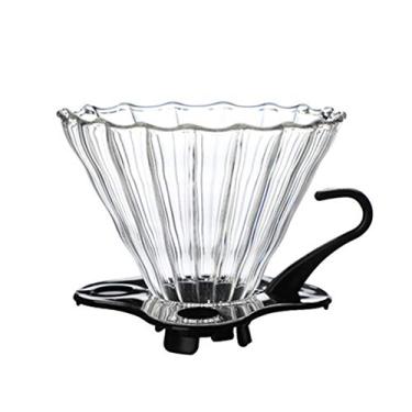 Imagem de Bireegoo 1 peça de filtro de café de vidro, coador de café suporte de filtro de café de vidro, cone de gotejamento permanente com base removível (10 * 11,5 cm)