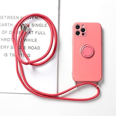 Imagem de Capa de alça de suporte de anel para iPhone 13 12 Pro Mini XS Max XR X SE 2020 7 8 Plus 11 Pro Crossbody Cord Cordões Capa de TPU magnética, honghs, para iPhone 12Pro Max