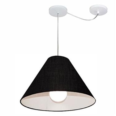 Imagem de Lustre Pendente com Desvio de Centro Cúpula Tecido 25/15x40 cm, Vivare Iluminação, Pendente4272 PR, Preto, Médio