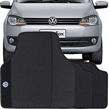 Imagem de Jogo de Tapete Borracha Pvc Universal Volkswagen SpaceFox 2004 a 2013 Preto Bordado Carpete Antiderrapante Impermeável