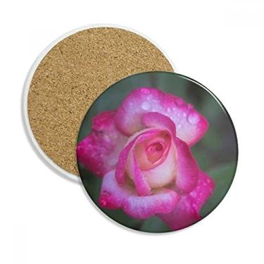 Imagem de Pétalas de flores rosa lindas canecas porta-copos Caneca de proteção de mesa Pedra absorvente