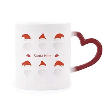 Imagem de Caneca sensível ao calor Merry Christmas Papai Noel retrato vermelho muda de cor