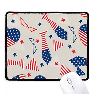 Imagem de Mousepad com a bandeira dos EUA de vidro com borda costurada, tapete de borracha para jogos