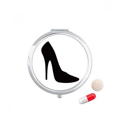 Imagem de Caixa de comprimidos de salto alto preto padrão contornado caixa de armazenamento de medicamentos dispensador de recipiente