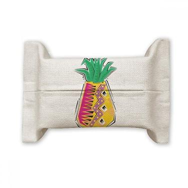 Imagem de Bolsa de linho de algodão com ilustração de elementos culturais de abacaxi, México