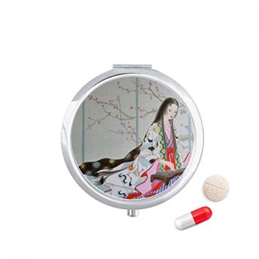 Imagem de Caixa de comprimidos de pintura chinesa de flor de ameixa com bolso para armazenamento de medicamentos