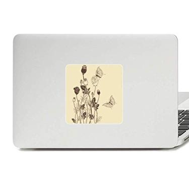 Imagem de Adesivo de vinil para laptop com folhas de borboleta de rosa para decoração de PC