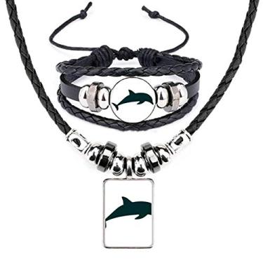 Imagem de Blue Ocean Streamline Conjunto de joias de couro golfinho para natação