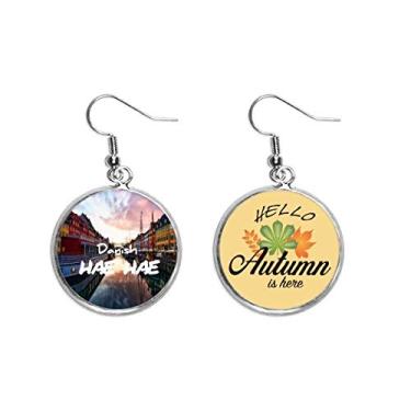 Imagem de Linda Haha Linda Cidade Dinamarca Brinco Pingente Folha Outono Joias