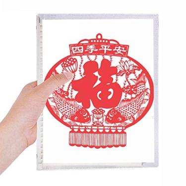 Imagem de Caderno com estampa vermelha de peixe da lanterna chinesa com folhas soltas e diário recarregável